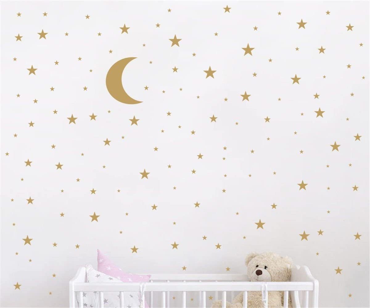 Moon and Stars Wall Decal Vinyl Sticker for Kids Boy Girls Baby Room Decoration Good Night Nursery Wall Decor Home House Bedroom