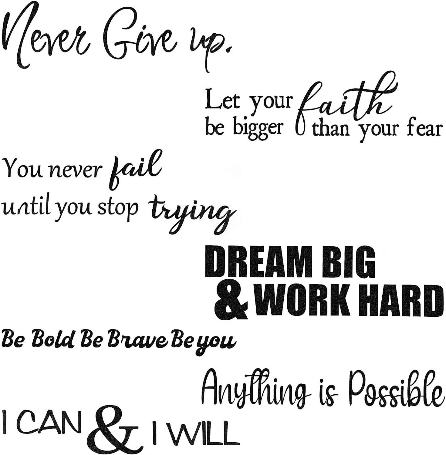 Vinyl Wall Quotes Stickers Inspirational Quotes Decals Peel and Stick Motivational Wall Decals Never Give up Anything is Possibl