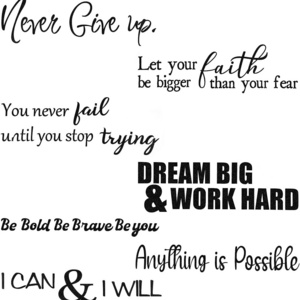 Vinyl Wall Quotes Stickers Inspirational Quotes Decals Peel and Stick Motivational Wall Decals Never Give up Anything is Possibl