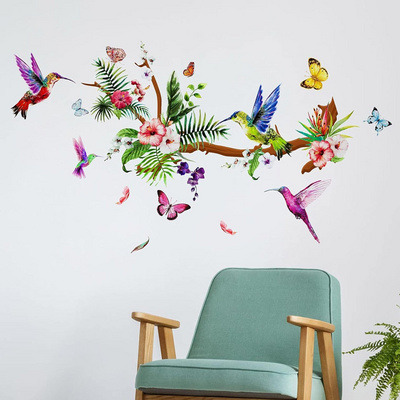 Wall Decals Peel and Stick Birds Vinyl Wall Stickers Butterfly Flowers Decals Living Room Bedroom Wall Decorations