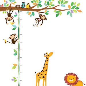 Monkeys Height Growth Chart Kids Wall Stickers Vinyl Wall Decals Removable Wall Sticker for Kids Nursery Measurer for baby room