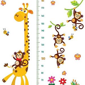 Giraffe & Monkeys Kids Height Wall Chart | Peel & Stick Nursery Wall Decals for Baby Bedroom, Toddler Playroom