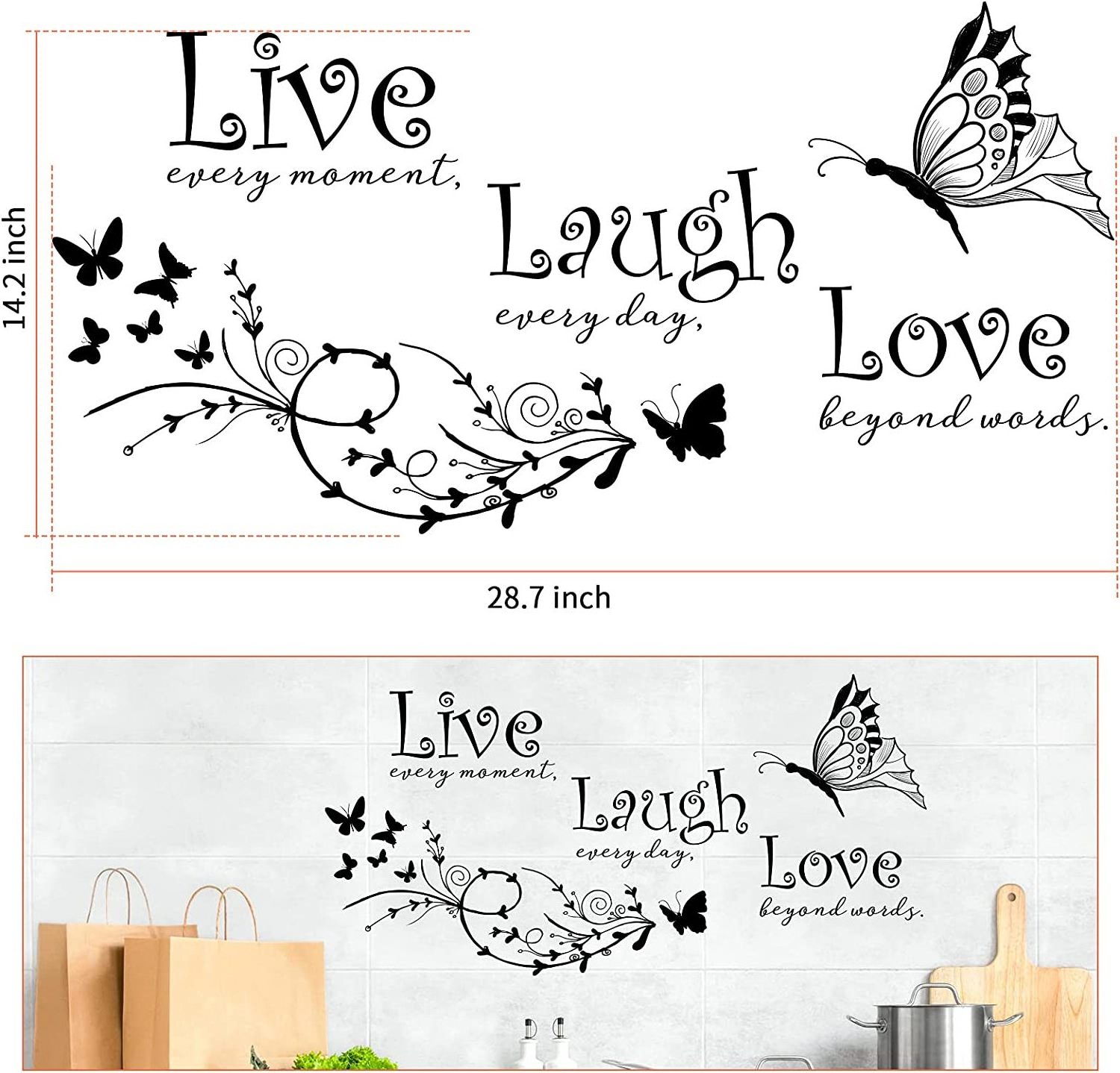 Custom China removable Quotes Wall Decor Stickers Motivational Word Wall Decor Sayings for Home