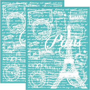 2pcs 8.6x11 Inch Self-Adhesive Silk Screen Printing Stencil Reusable  Mesh Stencils Parisian Postcard French Transfers