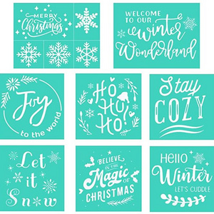 Silk Screen Stencils for Christmas Reusable Chalk Transfers DIY Self-Adhesive Silk Screen Printing Stencil for Painting on Wood