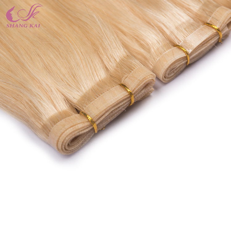 Factory Double Drawn Seamless Weave Flat Weft Himan Hair, Remy Human Hair Extensions Pu Flat Silver Hair Weft