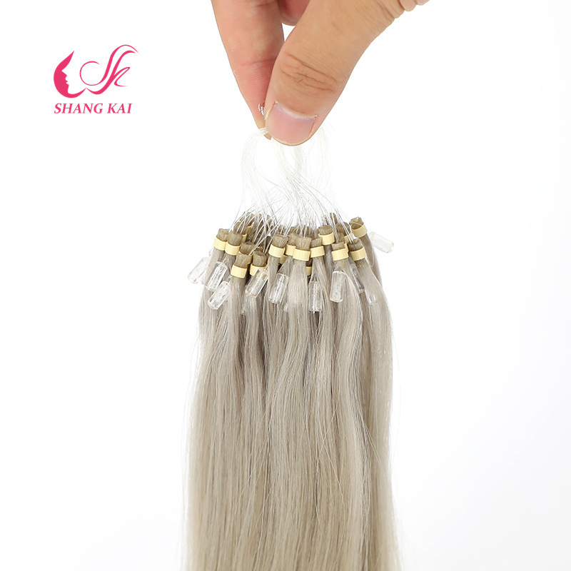 Wholesale Prebonded 12a Virgin Raw Micro Ring Human Hair Beads Weft Hair Extensions Double Drawn Micro Loop Links Hair Extension