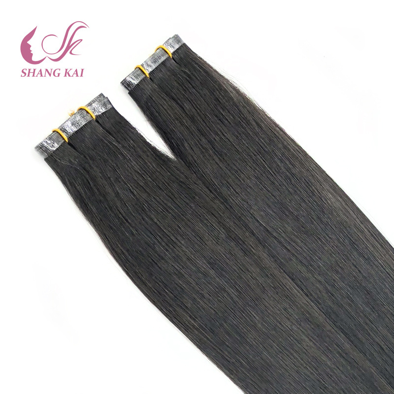 Factory Double Drawn Seamless Weave Flat Weft Himan Hair, Remy Human Hair Extensions Pu Flat Silver Hair Weft