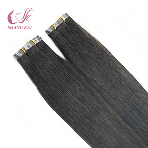 Factory Double Drawn Seamless Weave Flat Weft Himan Hair, Remy Human Hair Extensions Pu Flat Silver Hair Weft