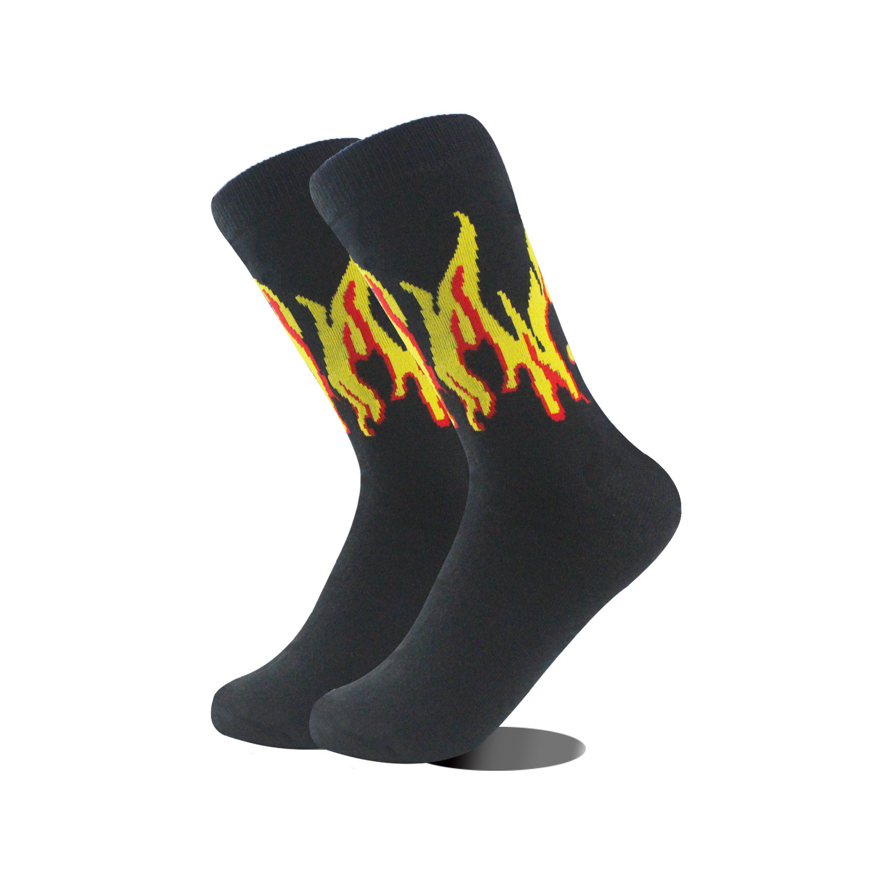 2024 Hip Hop Colorful Stripes Men'S Sports Casual Socks Cotton Fun Designs Adult Crow Funky skateboard flame Socks