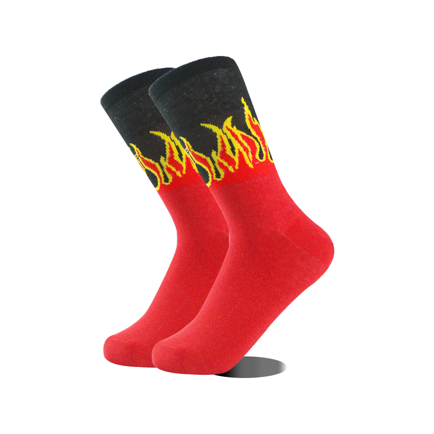 2024 Hip Hop Colorful Stripes Men'S Sports Casual Socks Cotton Fun Designs Adult Crow Funky skateboard flame Socks