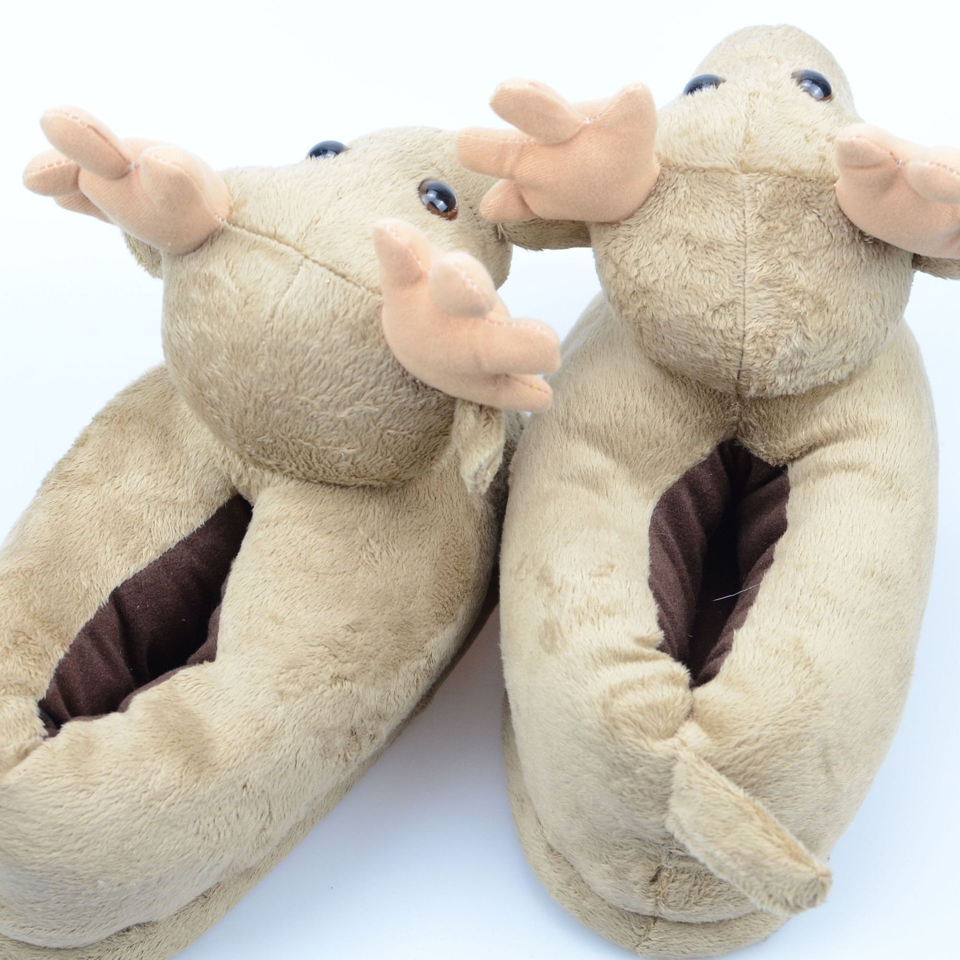 Christmas deer plush slippers lovers men and women indoor home cotton shoes three-dimensional head cute cartoon full