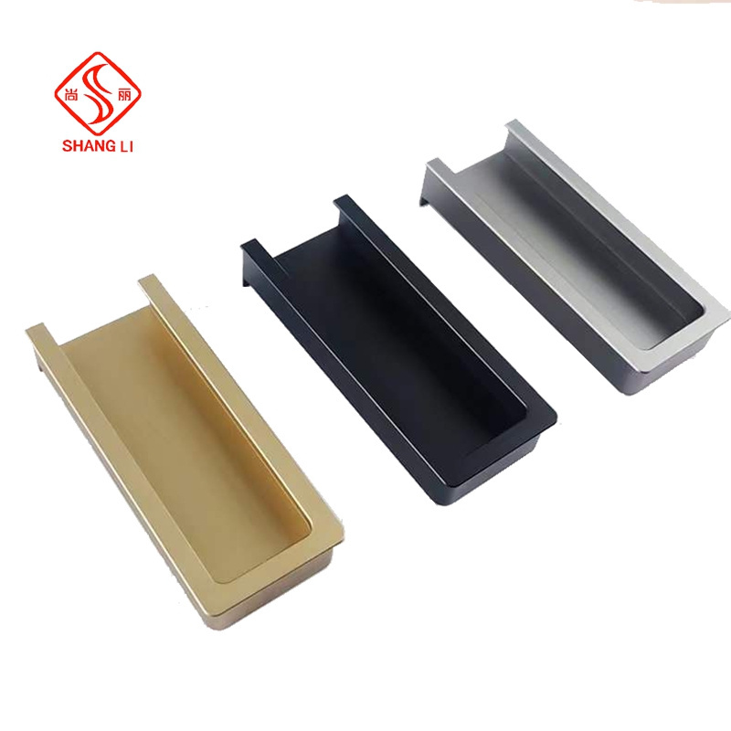 Flush Recessed Sliding Door Handle Furniture Luxury Bedroom Hardware Concealed Drawer Cabinet Pull Minimalist Embedded Handle