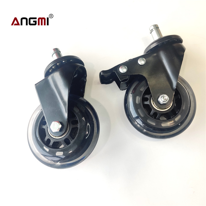 Office Chair Wheels Good Quality PU Caster Wheels with Brake Replacement Wheel for Desk