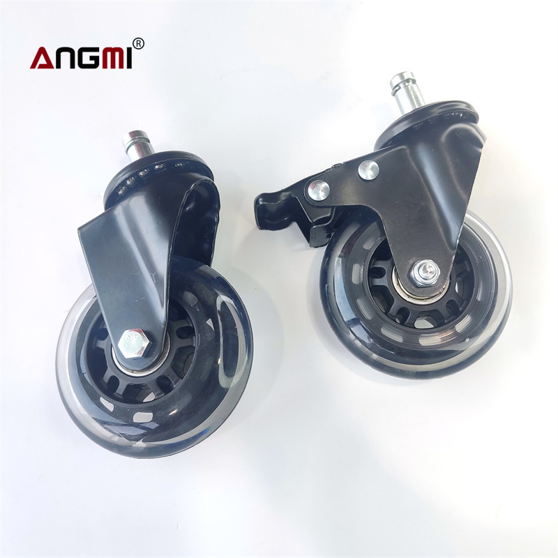 Office Chair Wheels Good Quality PU Caster Wheels with Brake Replacement Wheel for Desk