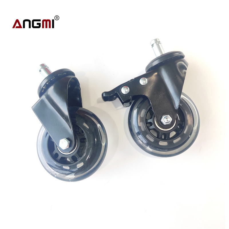 Office Chair Wheels Good Quality PU Caster Wheels with Brake Replacement Wheel for Desk