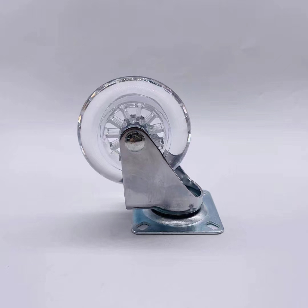 3inch Transparent Swivel Caster Metal Stem Caster Wheels for Shopping Cart