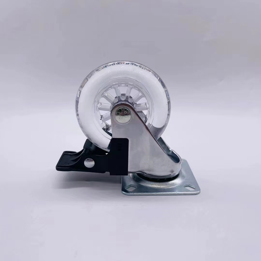 3inch Transparent Swivel Caster Metal Stem Caster Wheels for Shopping Cart