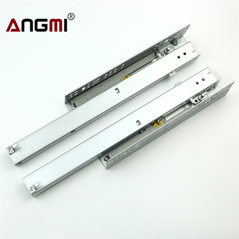 Good Price Telescopic Channel 3 Fold Push To Open Center Mount Drawer Slides Soft Close Rails