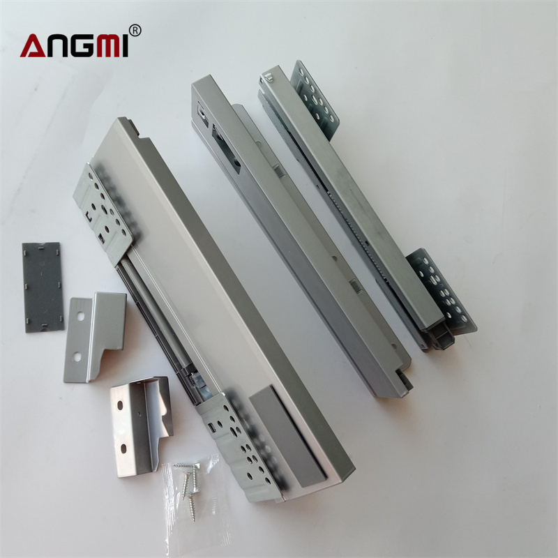 High Quality Wholesale Kitchen Cabinet Soft Close Slim Tandem Metal box Drawer Slide with Glass