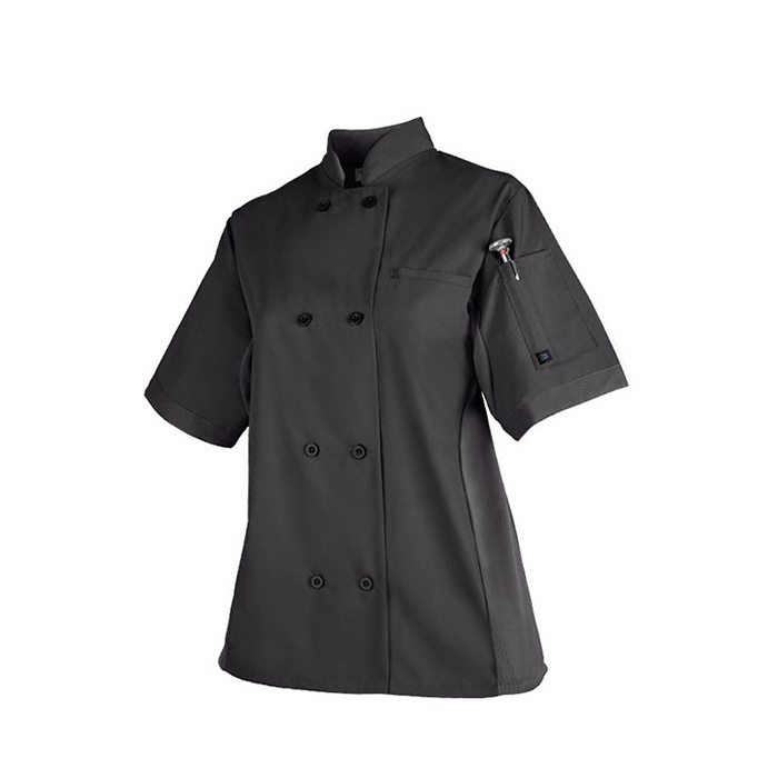 Promotional OEM wholesale half sleeve black chef clothes coat wine red hotel kitchen restaurant cook uniform