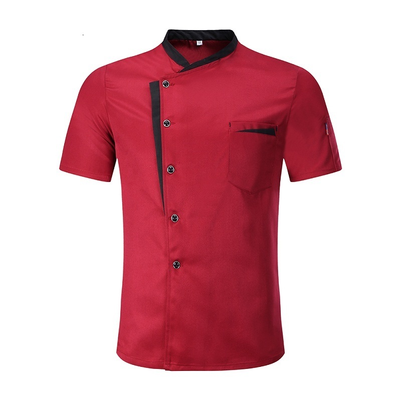 Wholesale black short sleeve bar hotel waiter shirt profession chef restaurant uniform designs with pocket