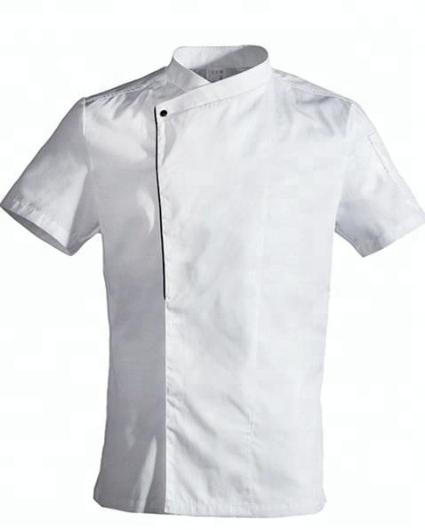 Wholesale black short sleeve bar hotel waiter shirt profession chef restaurant uniform designs with pocket