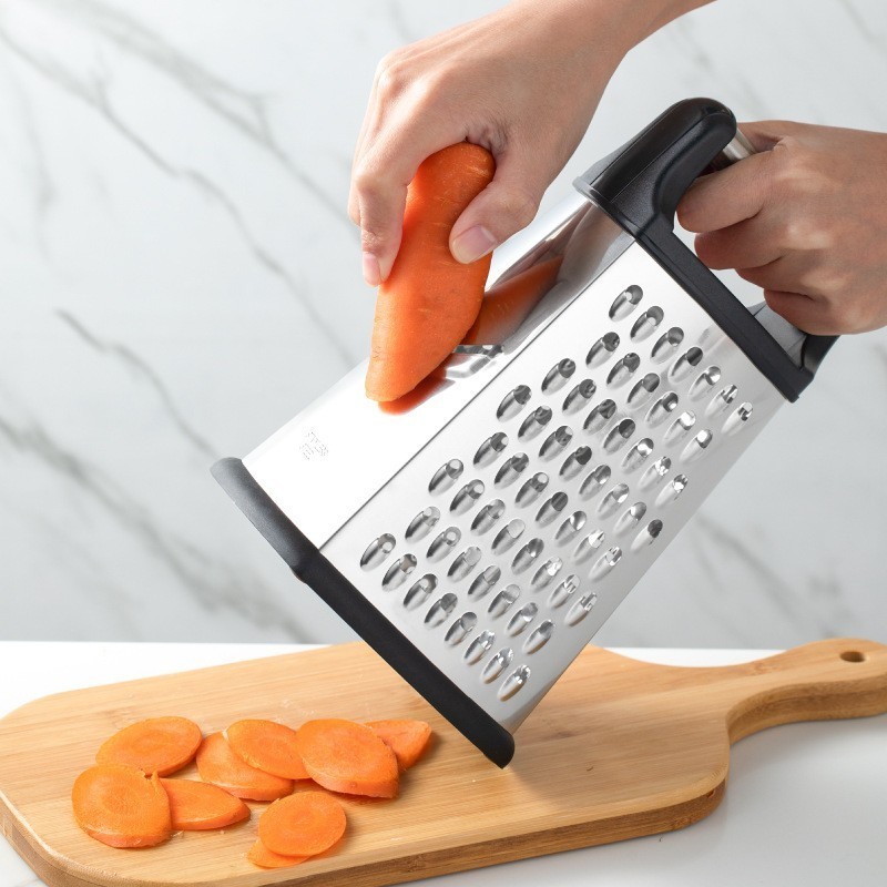 Stainless Steel 4 Sides Box Graters with Container Kitchen Slicer Shredder Zester Grater for Cheese, Vegetables, Ginger