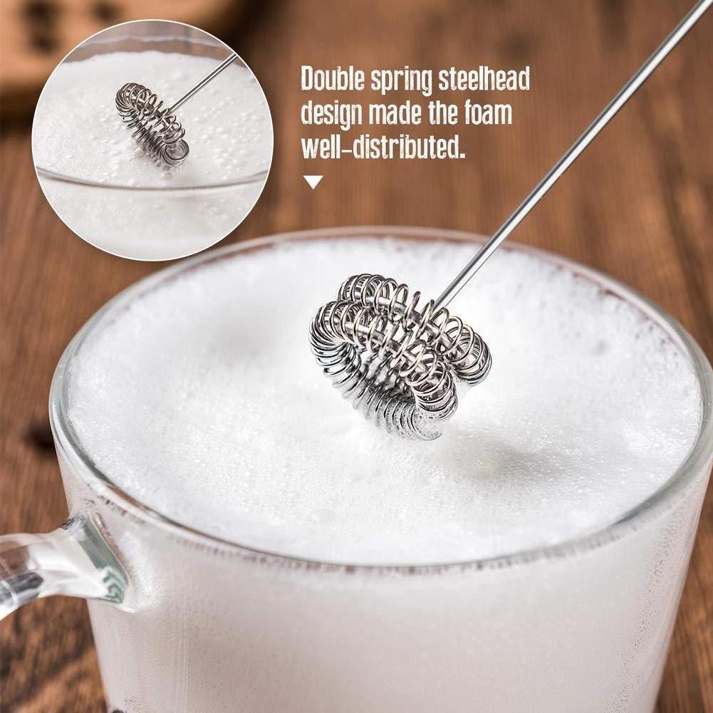 Double Whisk Head Handheld Battery Operated Electric Foam Maker milk frother with stand drink mixer For Coffee