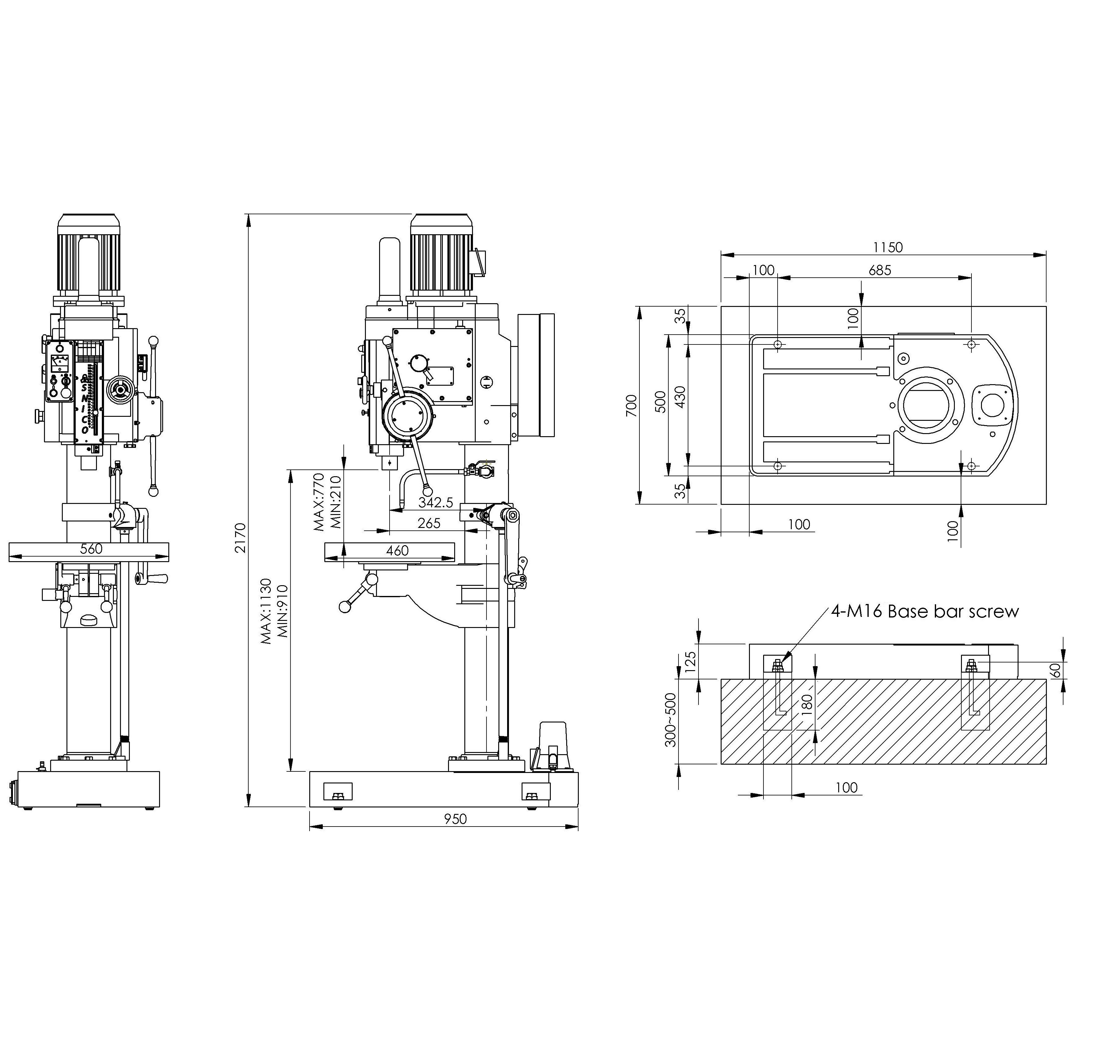 Global Best Sale Professional Vertical Upright Drilling And Tapping Machine For Mining