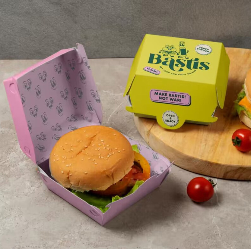 Hot Sale China Factory Pink Pizza Box Custom Size Printed Eco-friendly Box Fast Food Packaging Burger Box