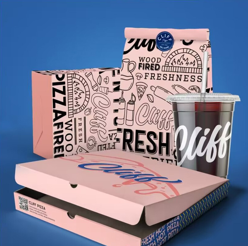 Hot Sale China Factory Pink Pizza Box Custom Size Printed Eco-friendly Box Fast Food Packaging Burger Box