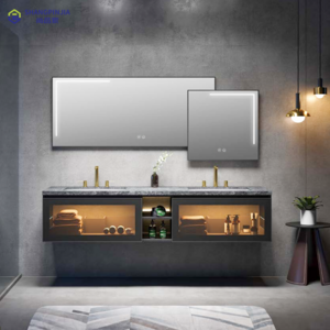 Modern Luxury Bathroom Mirror Cabinet With Light Supplier High End Nano Basin Euro Style Floating Bathroom Vanity With Sink