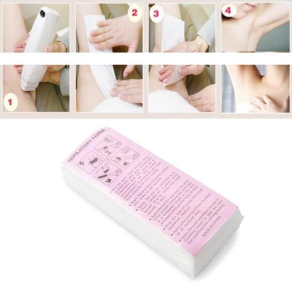 100pc Hair Removal Wax Strips for Face Body Depilatory Wax for Epilator Nonwoven Paper Roll-On Cartridge Strips for Depilation