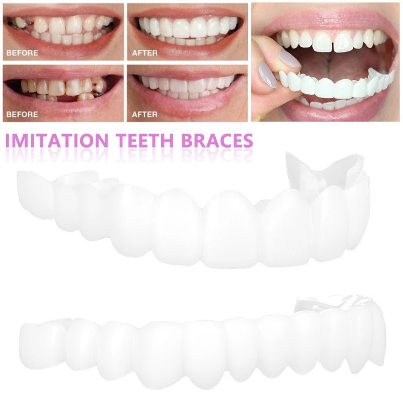 Teeth Veneers Whitening Dentures Imitation Braces Temporary False Teeth Cover Perfect Smile Comfortable Fit Denture Veneers Kit