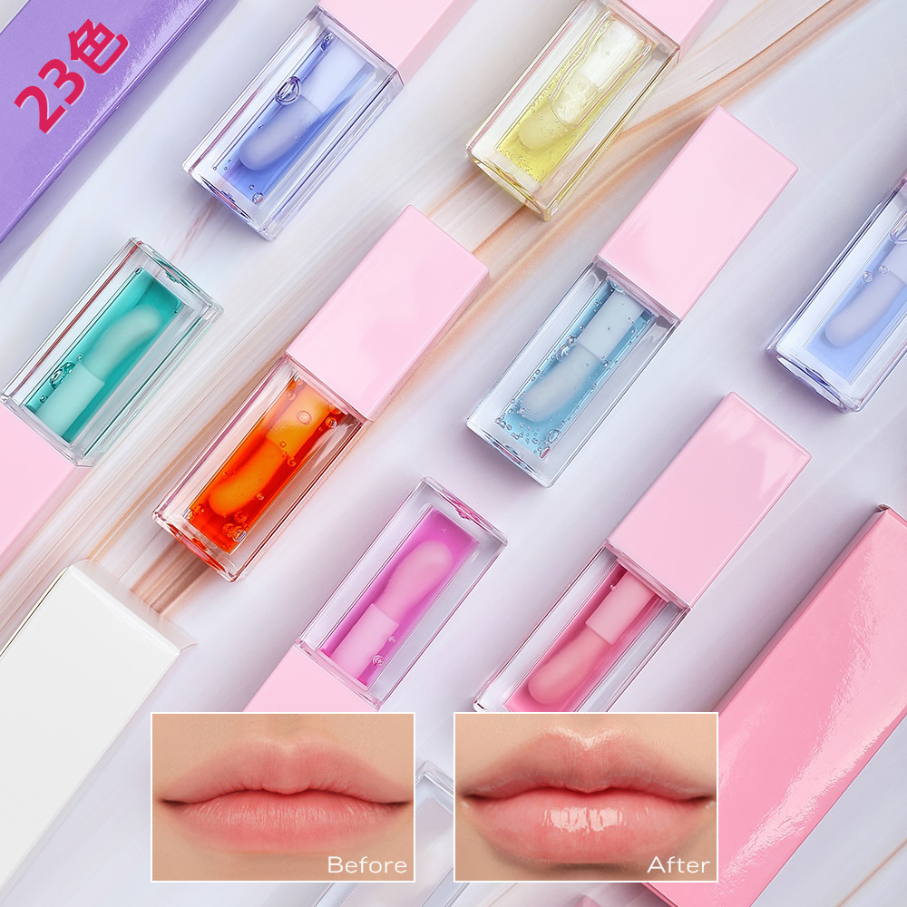 Transparent Crystal Jelly Lipgloss Shiny Clear Mirror Moisturizing Lip Balm Glitter Liquid Lipstick Lip Oil Fruit Taste Lip Tint