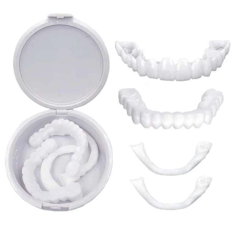 Professional Beauti Snap On Denture Silicone Cover Plastic Whiten Veneers Dental Faketeeth Upper Lower False Teeth Cover Smile