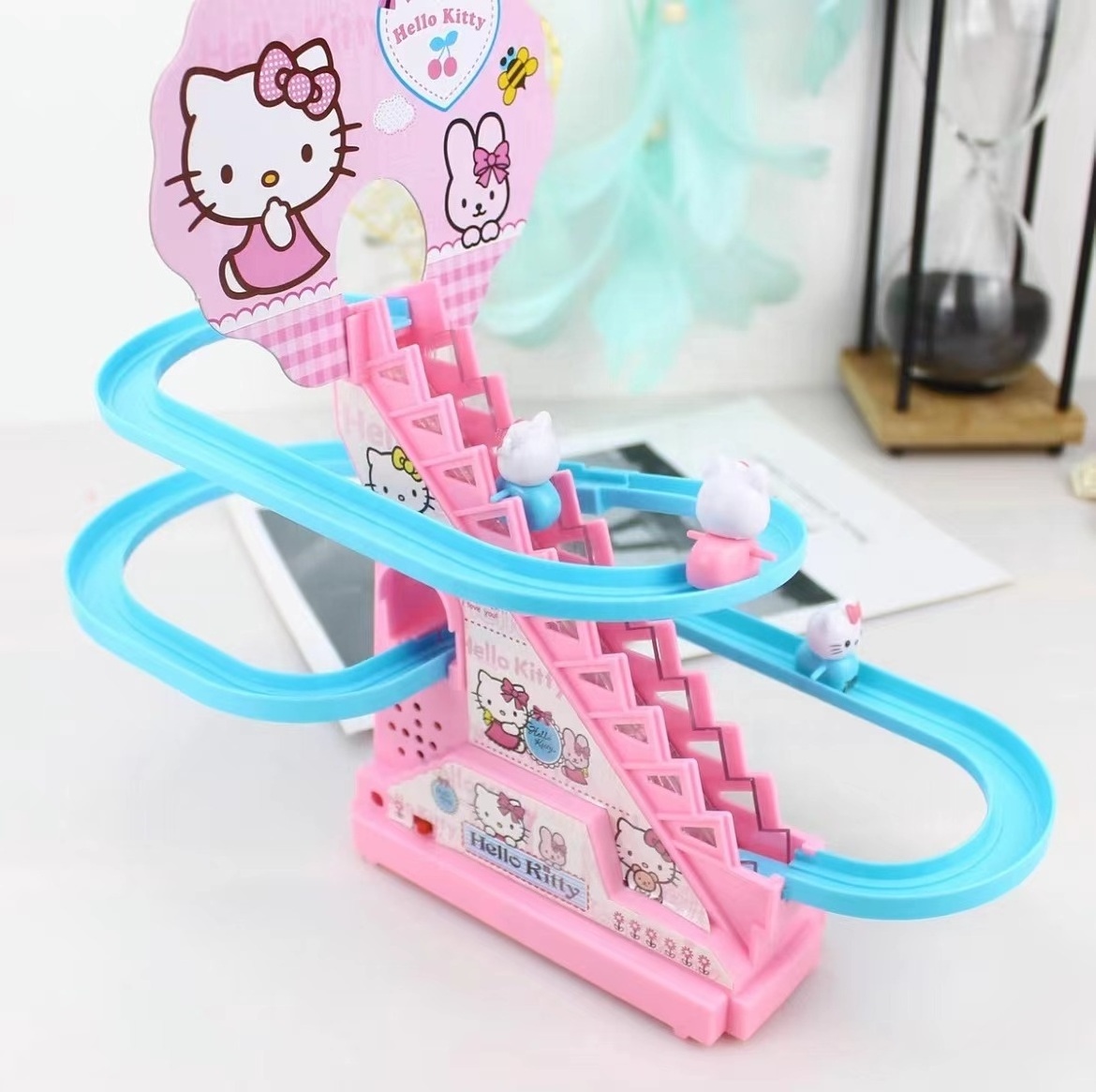 Electric cute cat Stairs Climbing Track Slot Toy With Light And Music Stair Climbing Toys