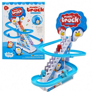 Factory Wholesale Kids Plastic Penguin Slide Climbing Duck Track Slot Toy Intellectual Games Lights And Music Other Toys