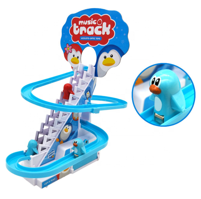 Factory Wholesale Kids Plastic Penguin Slide Climbing Duck Track Slot Toy Intellectual Games Lights And Music Other Toys