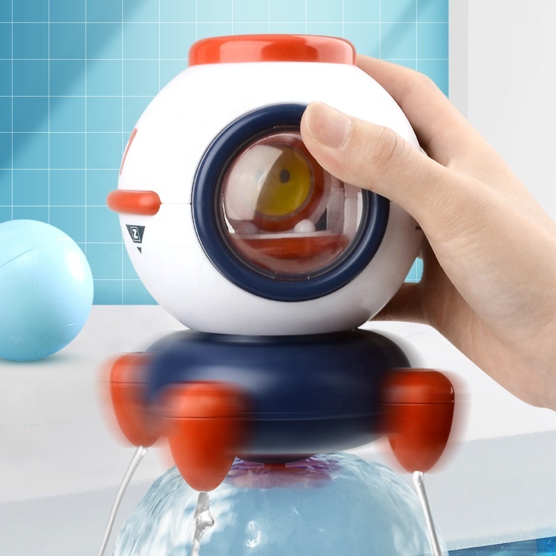 Baby splashing toy lights rotating spray spaceship rocket shower bathroom toy bath children toys spray water