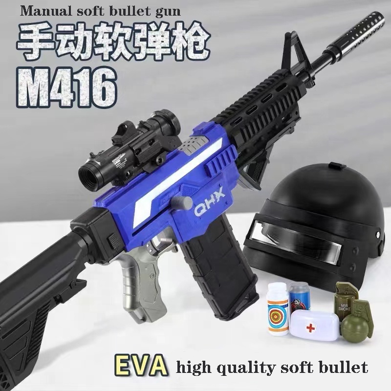 Shangqi M416 toy air kids electric gun weapons machine blaster shooting soft bullet gun with magazine and target