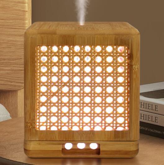 Hot sale real wood bamboo 300ml fragrance scent essential oil diffuser Aroma air humidifier with warm white night light