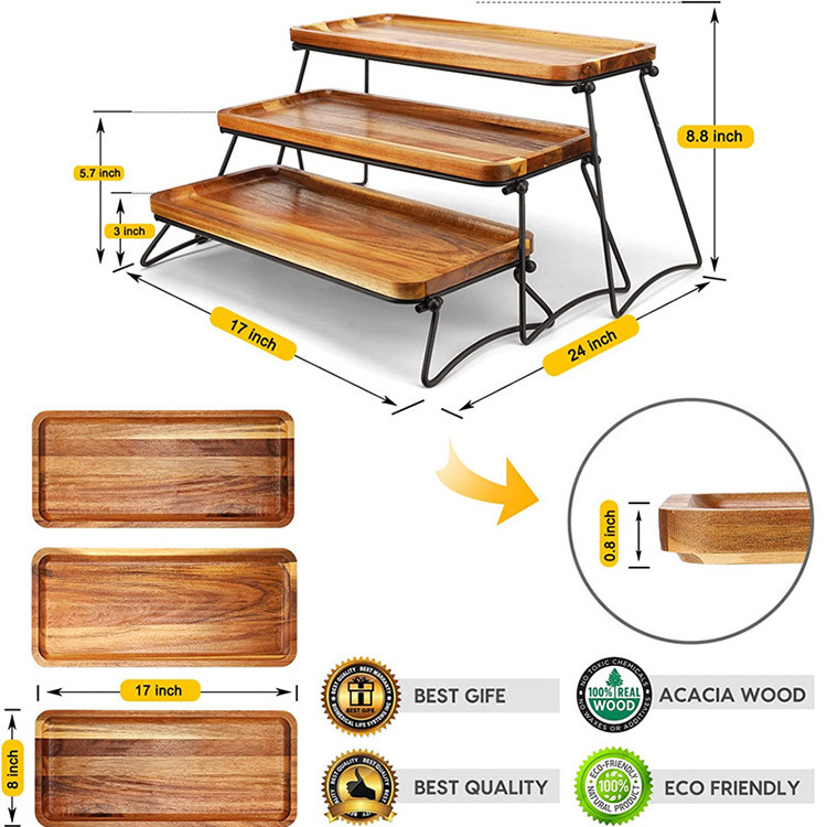 Indoor Outdoor 3 Tier Cupcake And Tower Serving Tray Rack Wooden Dessert Table Display Set Kitchen Storage Shelf