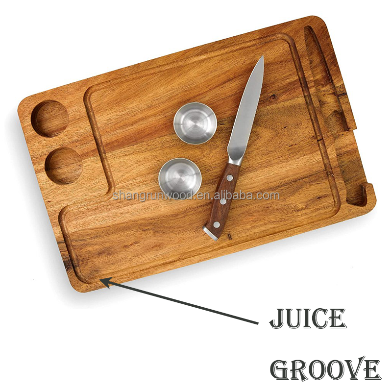 Stainless Steel Steak Knife Small Bowl Nordic Food Serving Acacia Wood Beef Steak Burger Breakfast Bread Wooden Cutting Board