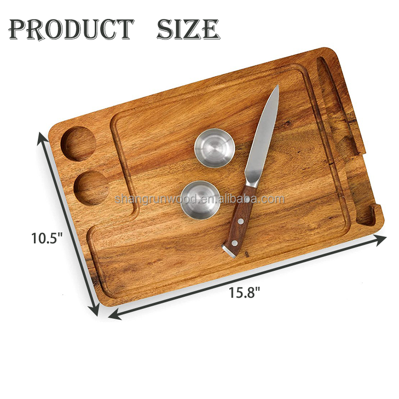 Stainless Steel Steak Knife Small Bowl Nordic Food Serving Acacia Wood Beef Steak Burger Breakfast Bread Wooden Cutting Board