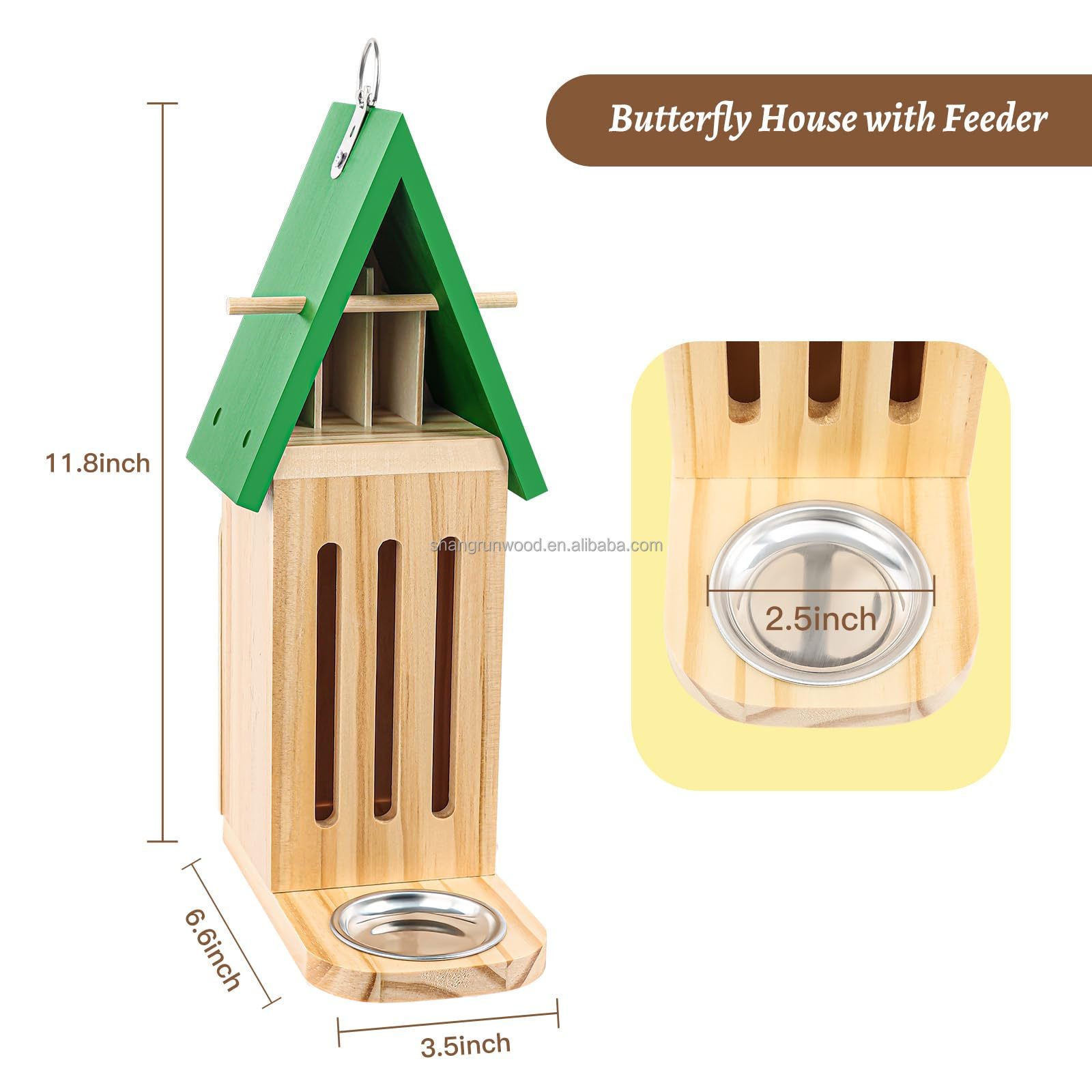 Outdoor Hanging Wooden Butterfly House And Feeder Small Insect Hotel House Butterfly For Garden