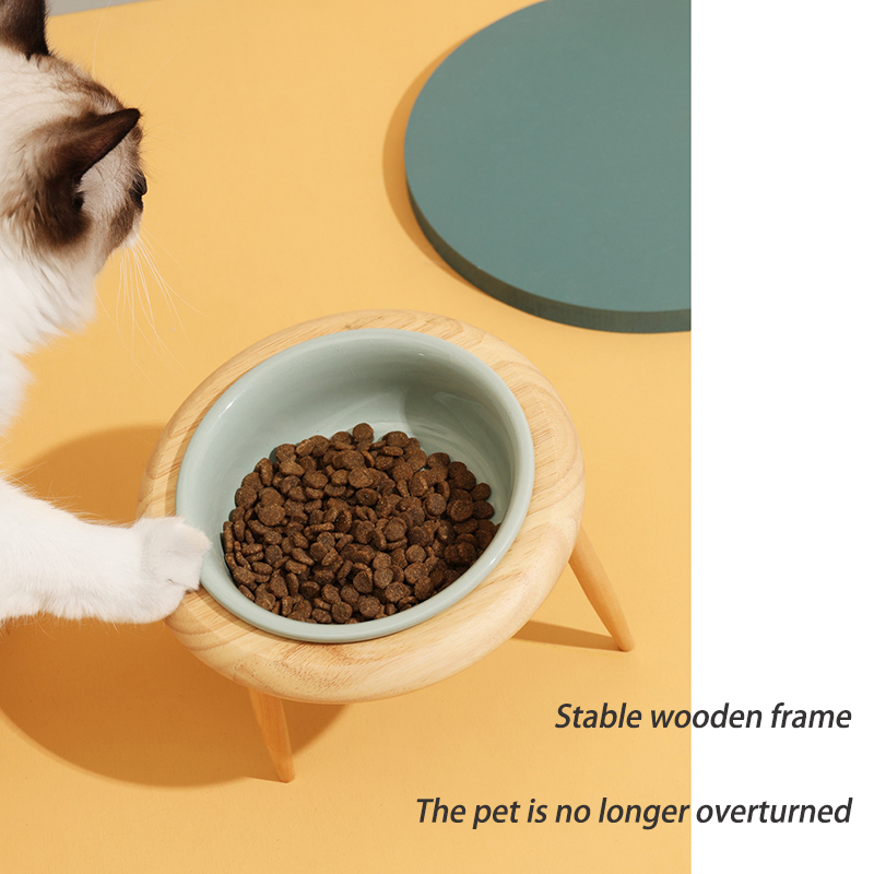 Good Quality Protect Cat's Spine Pet Feeding 15 Degrees Bowls Cute Ceramic Elevated Cat Dog Food Bowl Stand