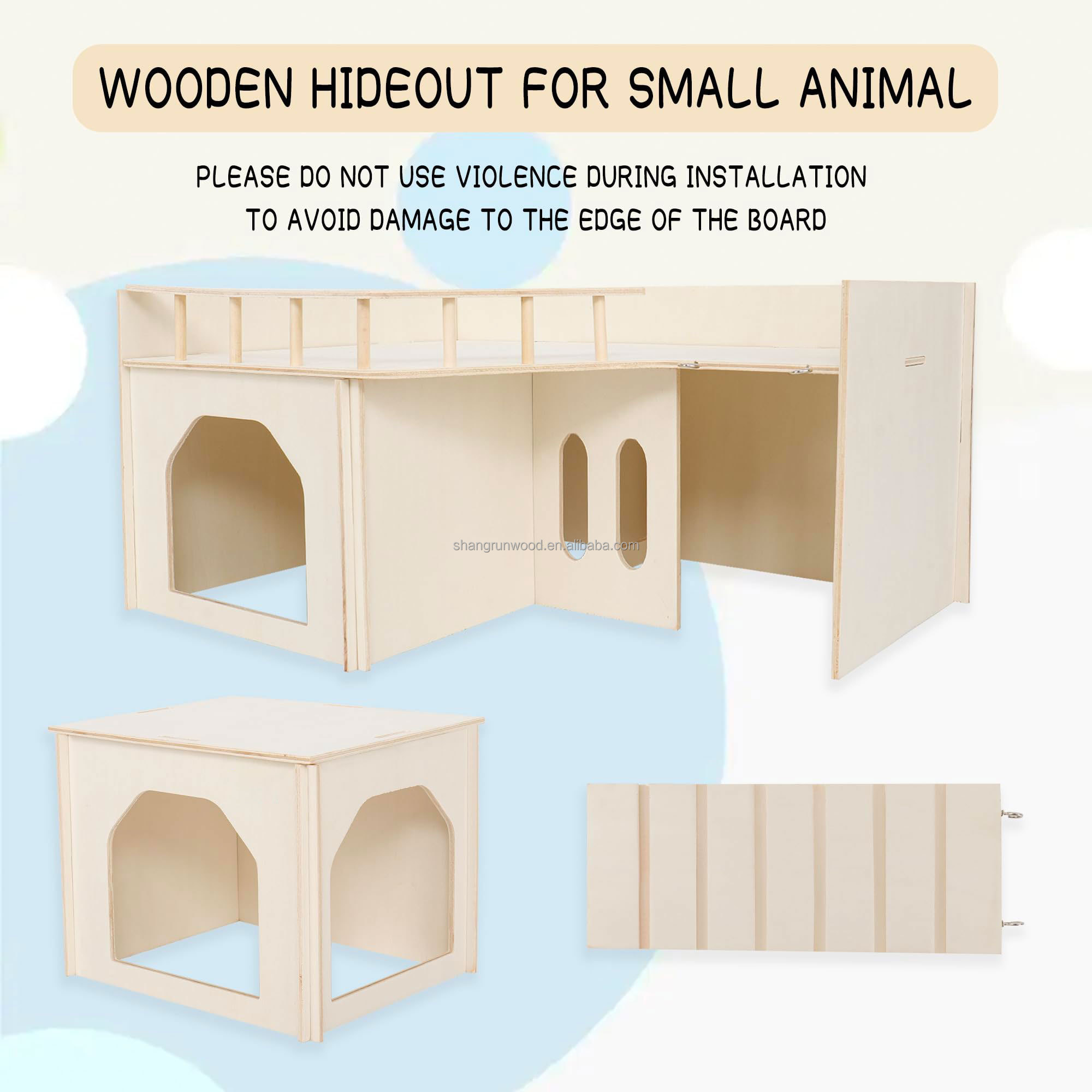 Small Animal Detachable Habitat Wood Hamster House Cage For Guinea Pig Chinchilla Bunny Hamster Hedgehog Squirrel