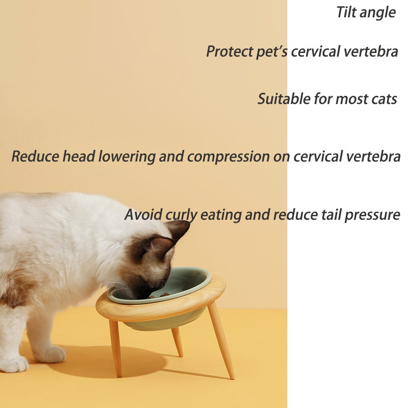 Good Quality Protect Cat's Spine Pet Feeding 15 Degrees Bowls Cute Ceramic Elevated Cat Dog Food Bowl Stand